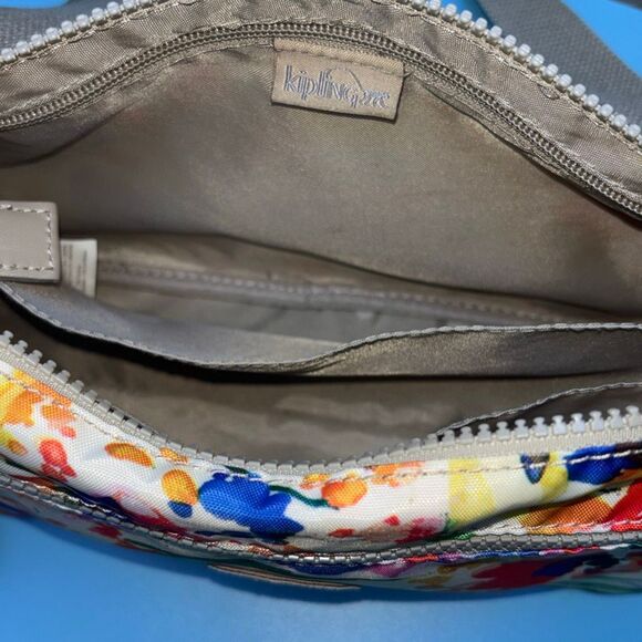 Kipling Callie printed crossbody purse bag floral splatter 2 monkeys - Picture 8 of 10